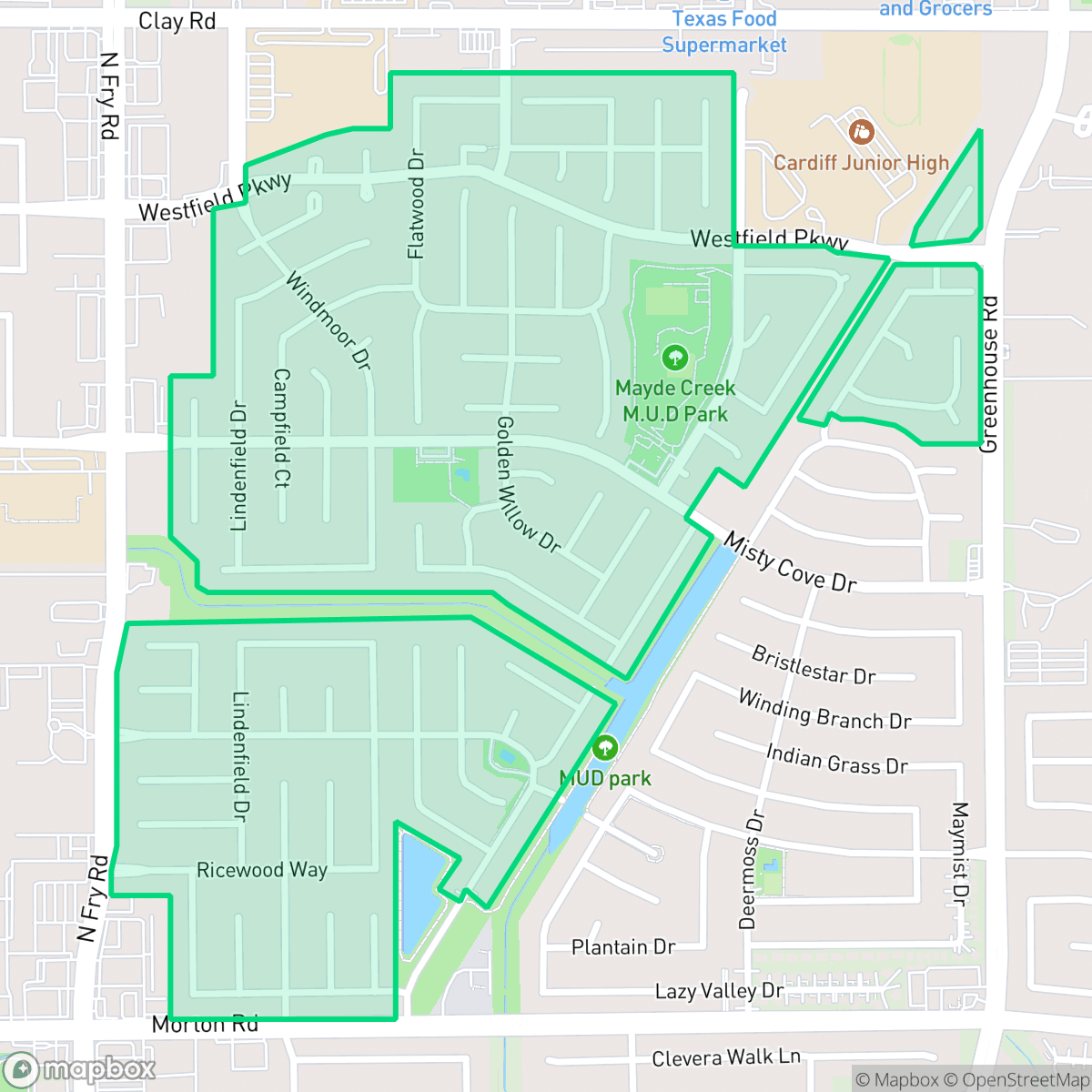 Map showing the location of Westfield, Houston, TX