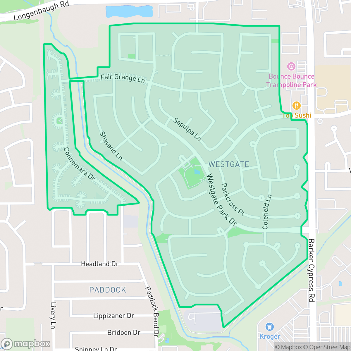 Map showing the location of Westgate, Houston, TX