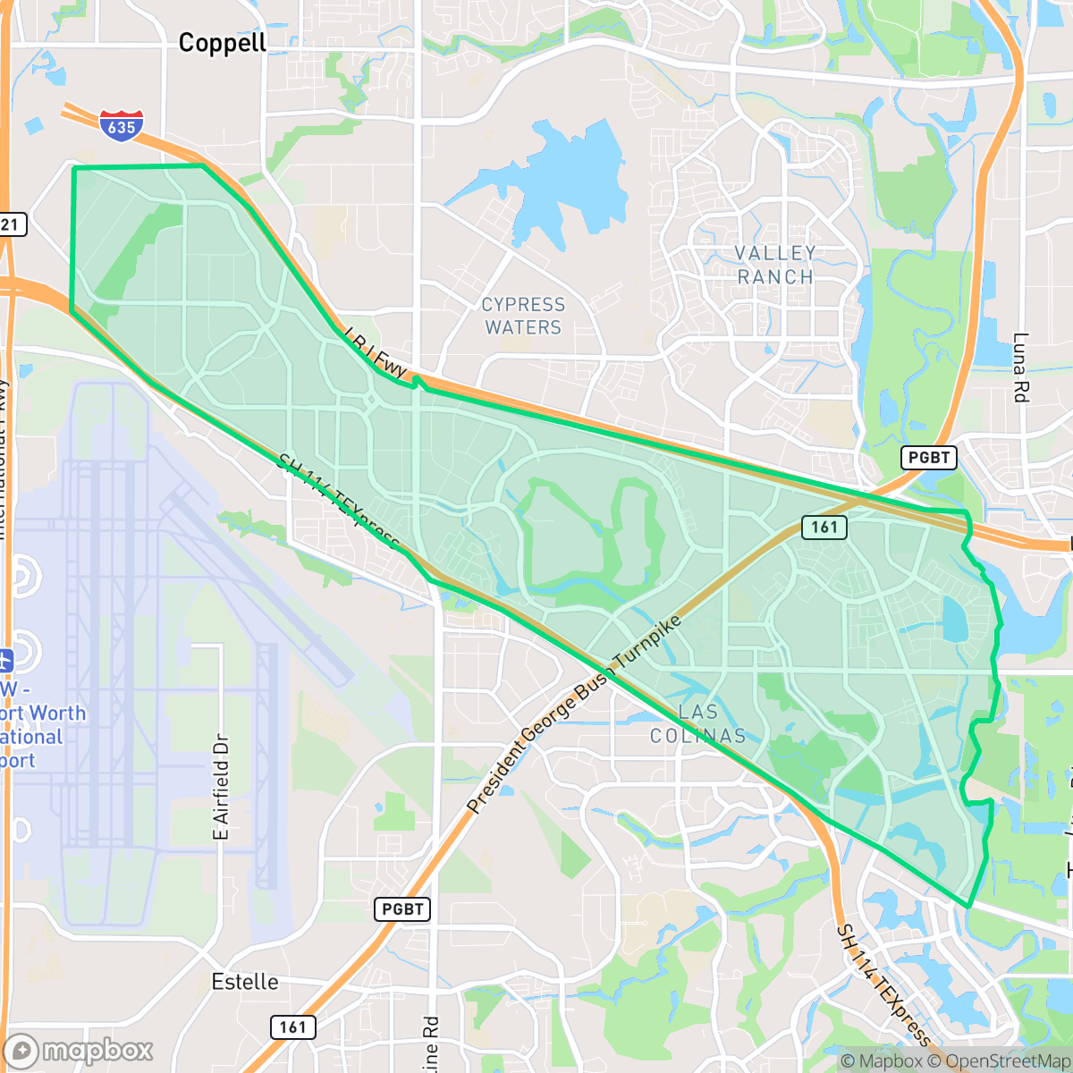 Map showing the location of Freeport/Hackberry, Irving, TX