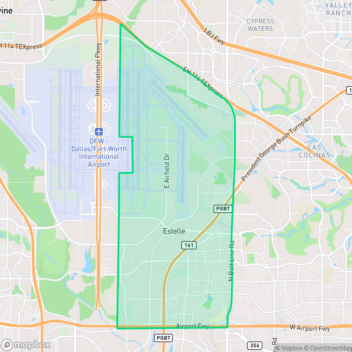 Map showing the location of Northwest, Irving, TX