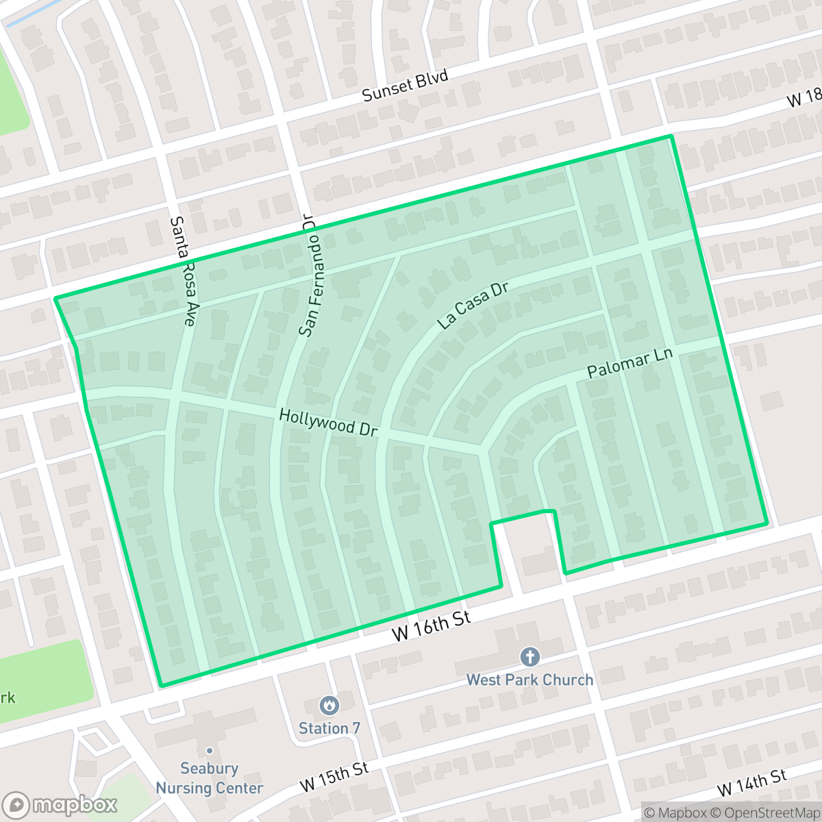 Map showing the location of Hollywood Manor, Odessa, TX