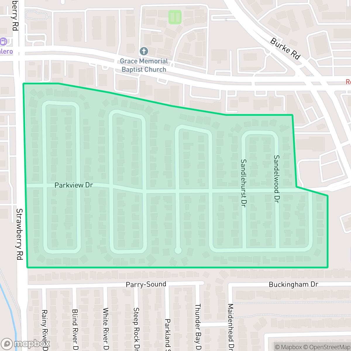 Map showing the location of Parkview South, Pasadena, TX