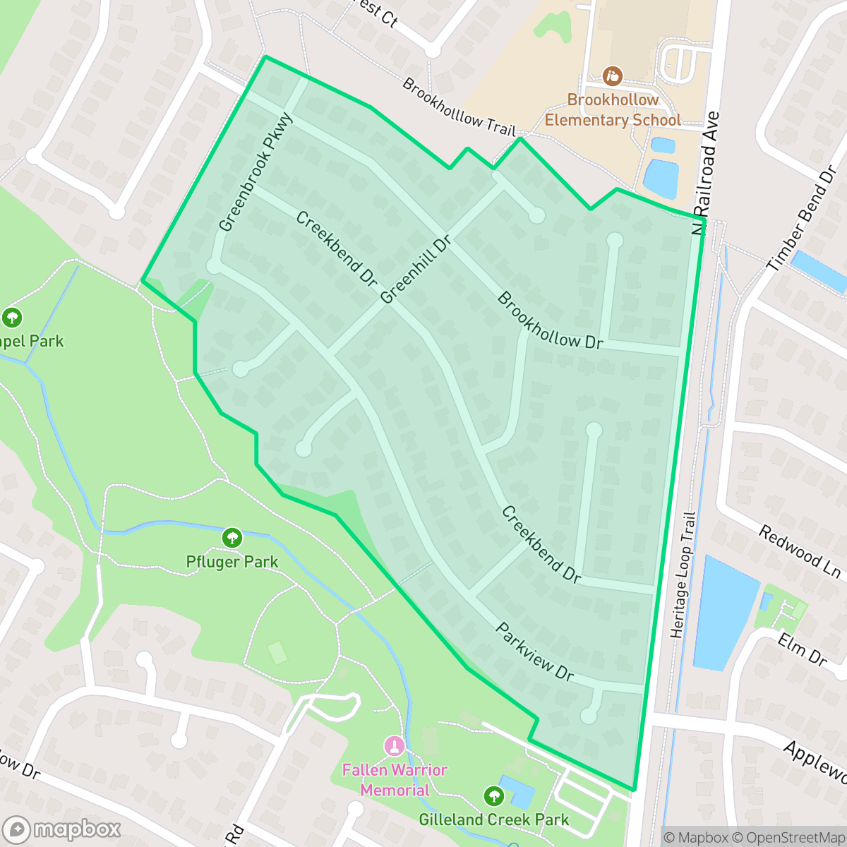 Map showing the location of Brookhollow, Pflugerville, TX