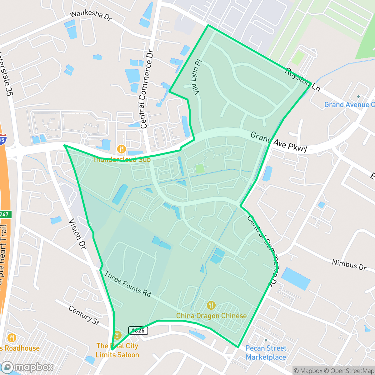 Map showing the location of North Park, Pflugerville, TX