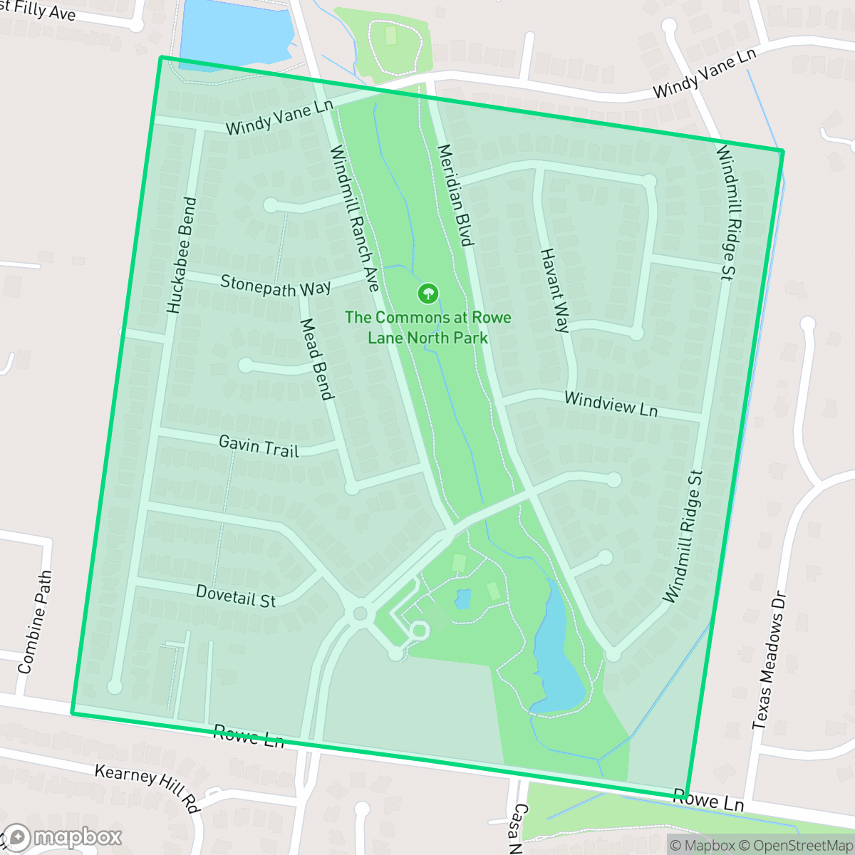 Map showing the location of The Commons at Rowe Lane, Pflugerville, TX