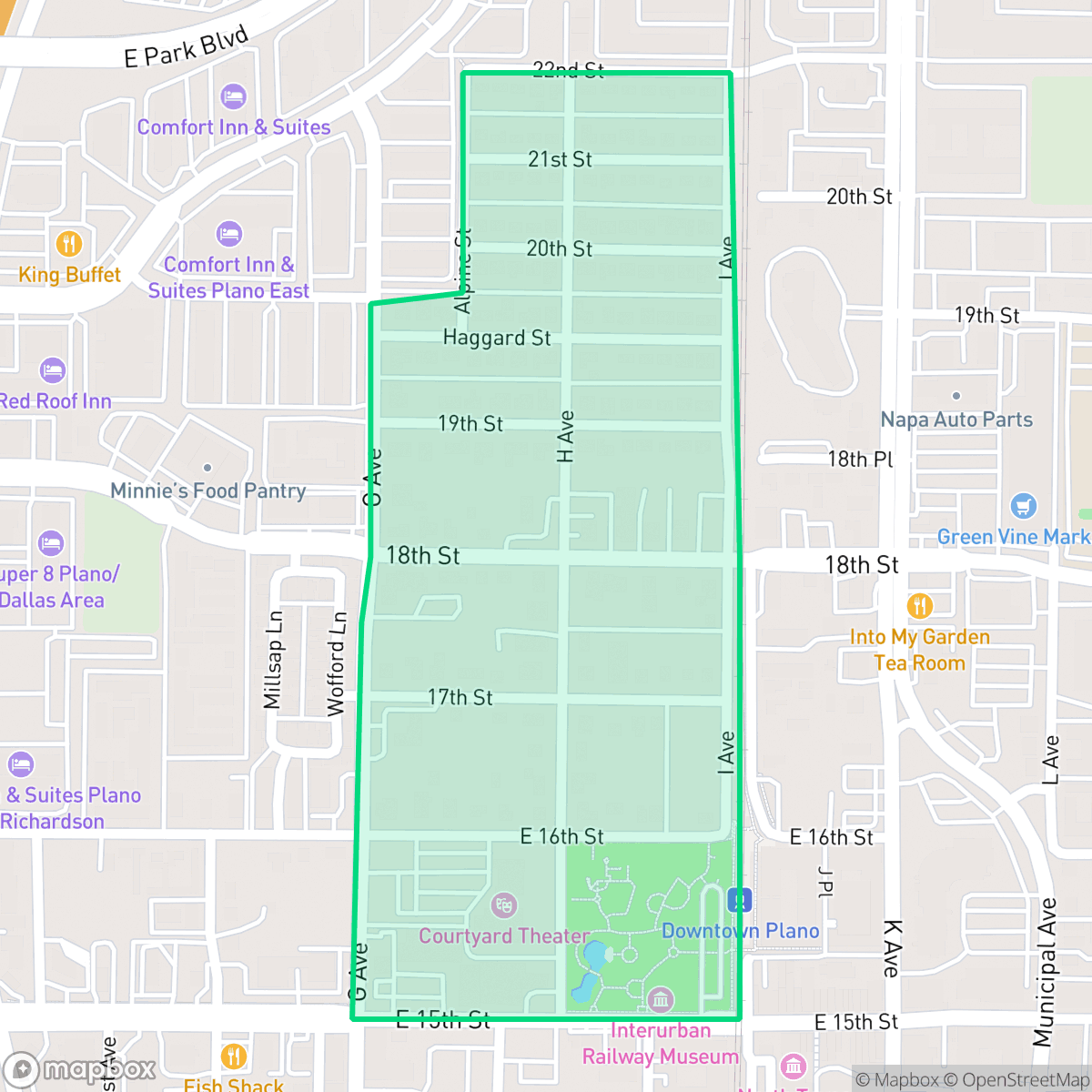 Map showing the location of Haggard, Plano, TX