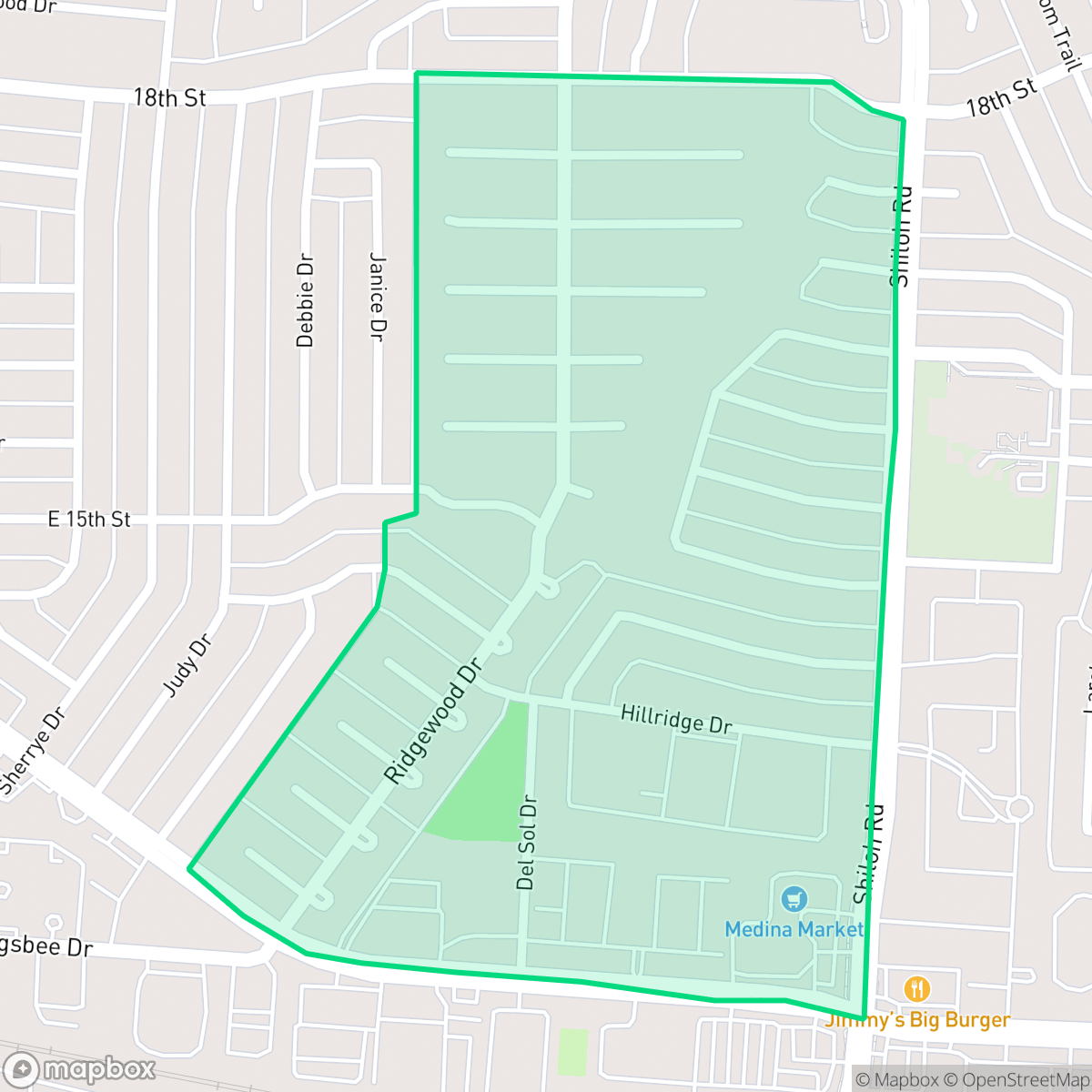 Map showing the location of Ridgewood, Plano, TX