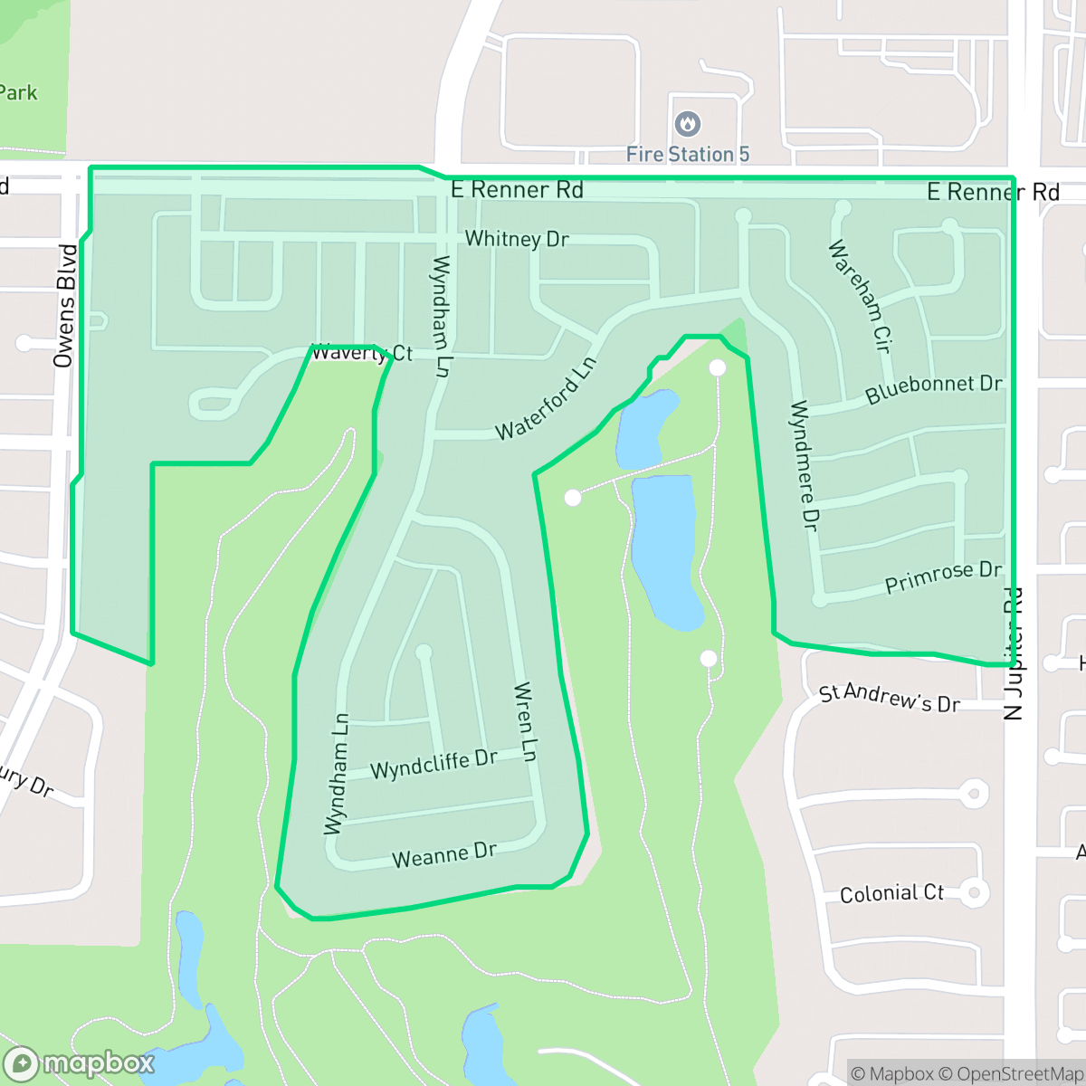 Map showing the location of Fairways of Sherril Park, Richardson, TX