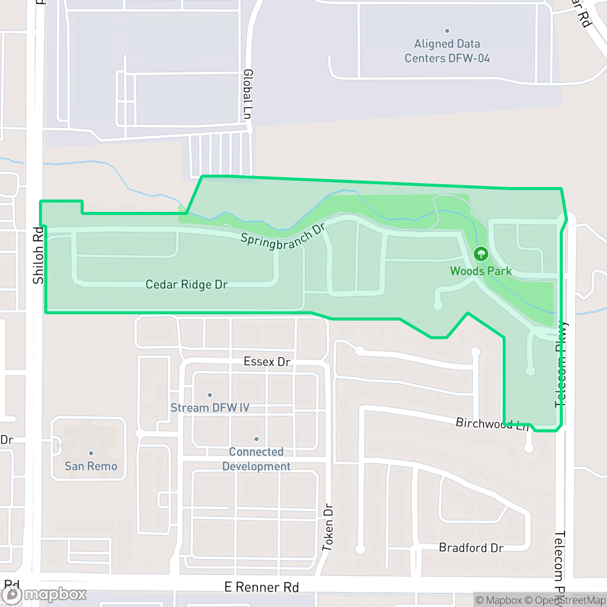 Map showing the location of Woods of Spring Creek II, Richardson, TX