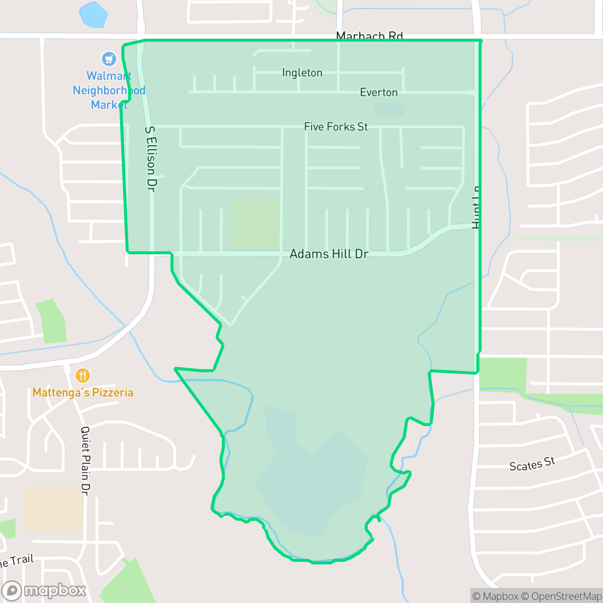 Map showing the location of Adams Hill, San Antonio, TX