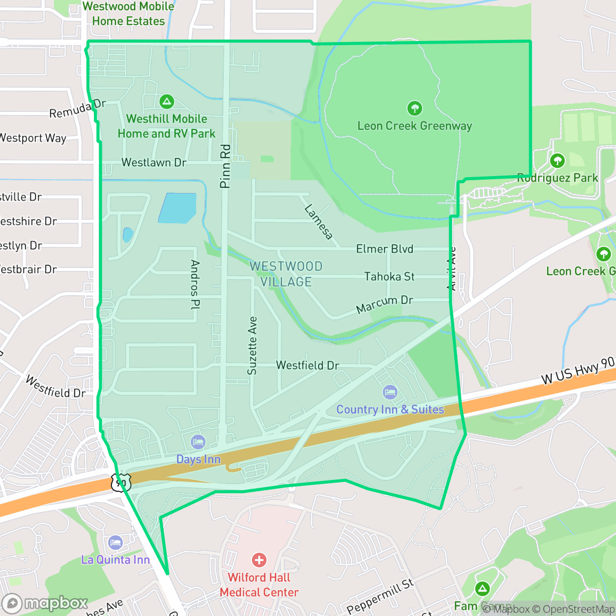 Map showing the location of Cable-Westwood, San Antonio, TX