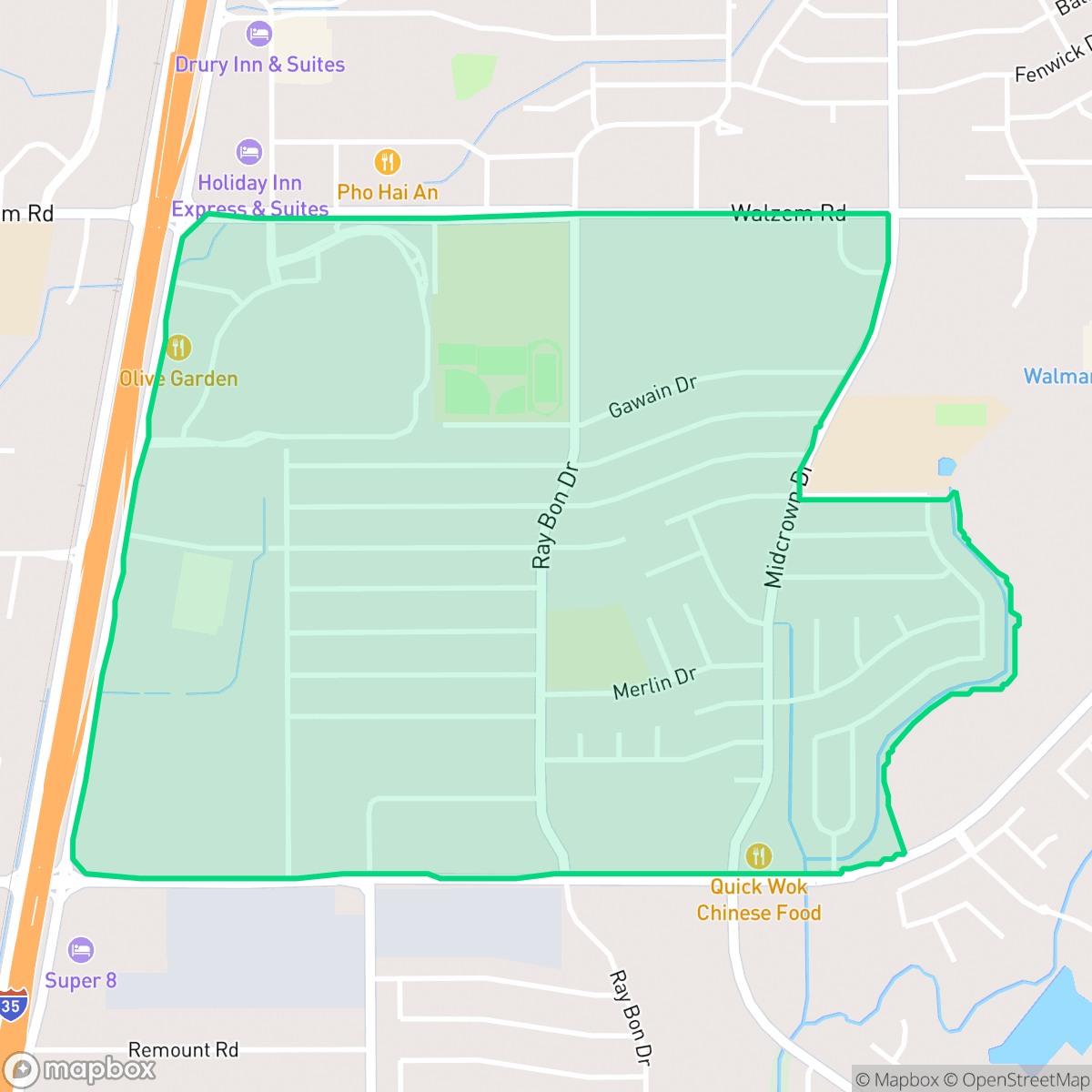 Map showing the location of Camelot 1, San Antonio, TX