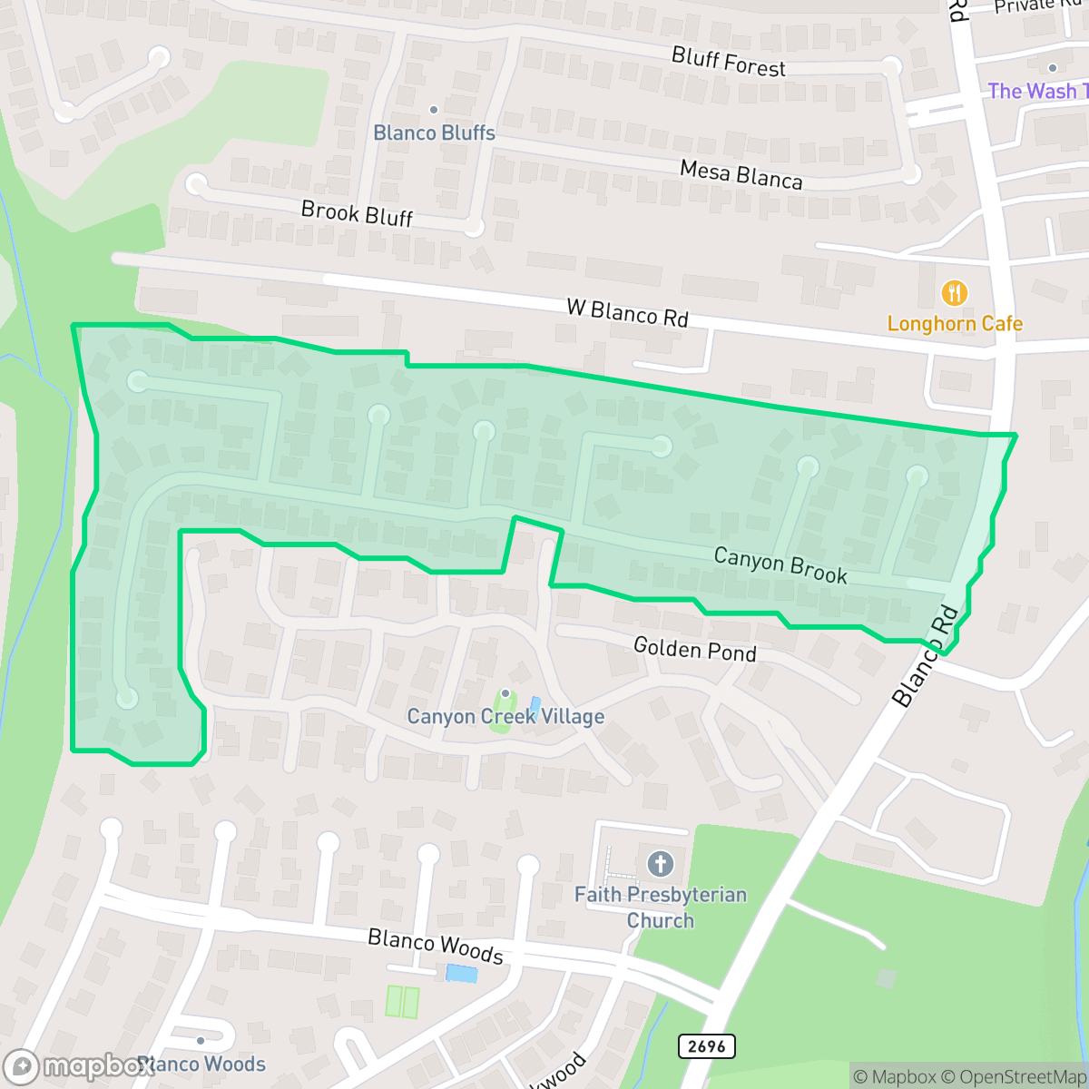 Map showing the location of Canyon Creek Bluffs, San Antonio, TX