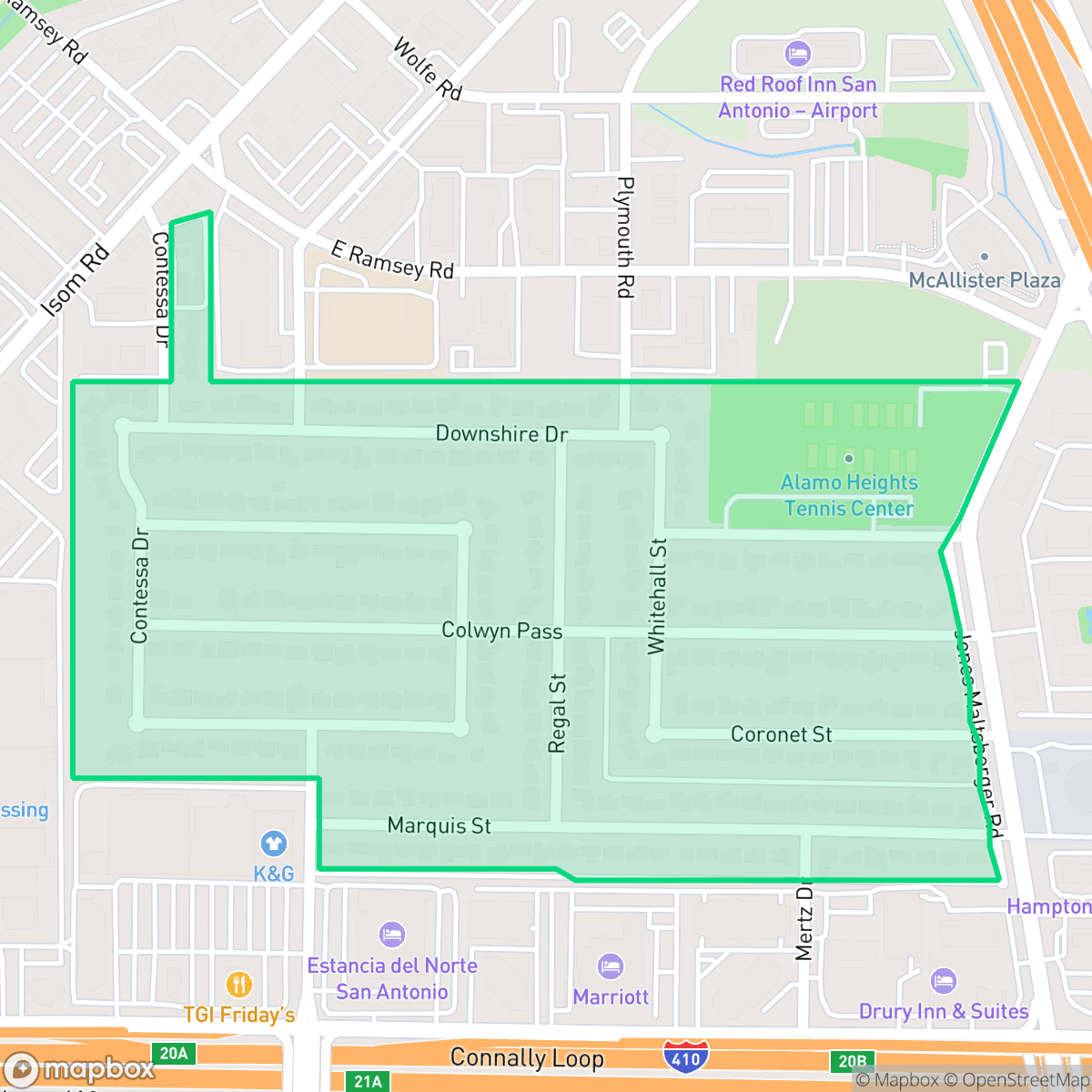Map showing the location of Crownhill Park, San Antonio, TX