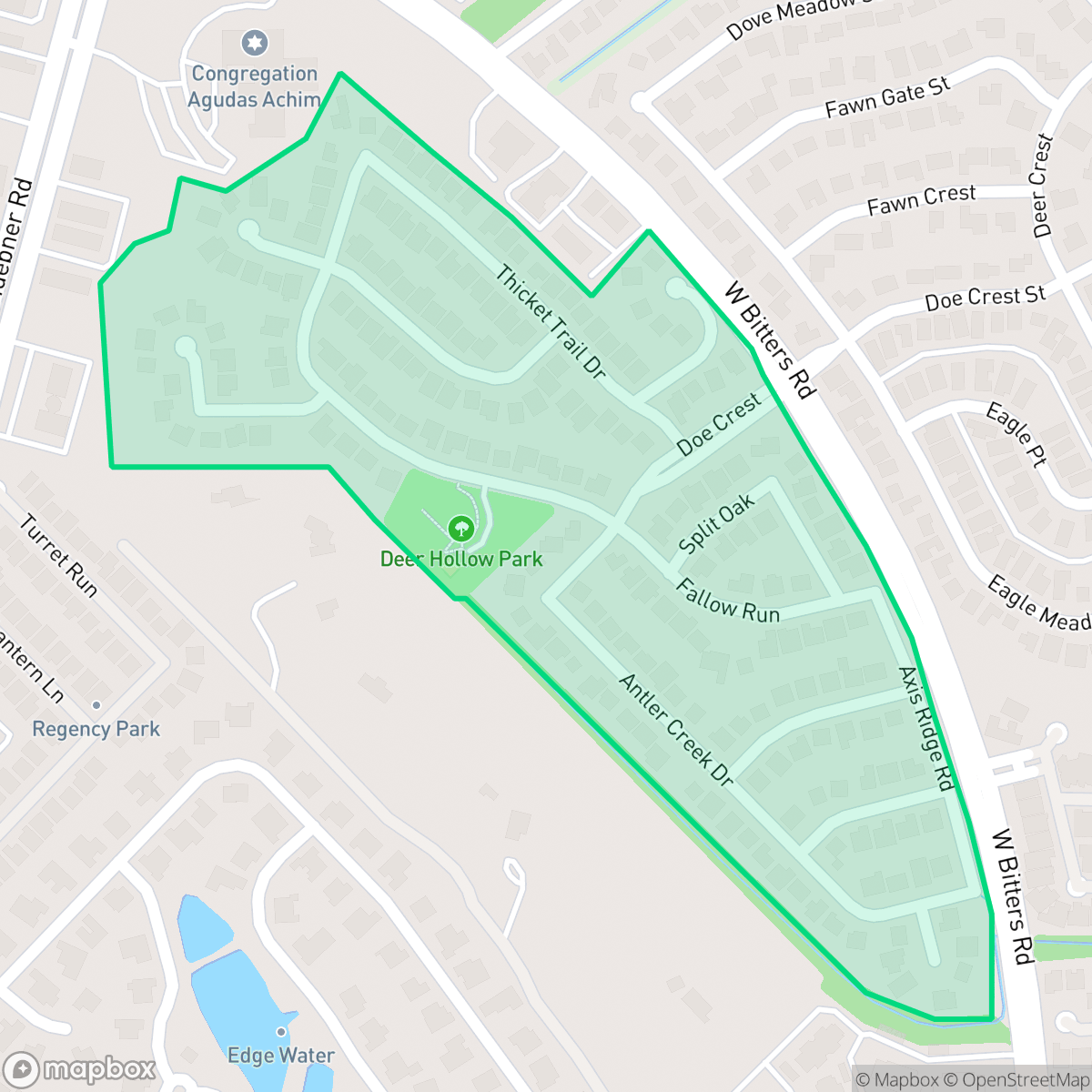 Map showing the location of Deer Hollow, San Antonio, TX