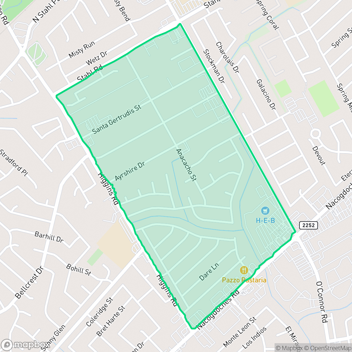 Map showing the location of El Chaparral Fertile Valley, San Antonio, TX