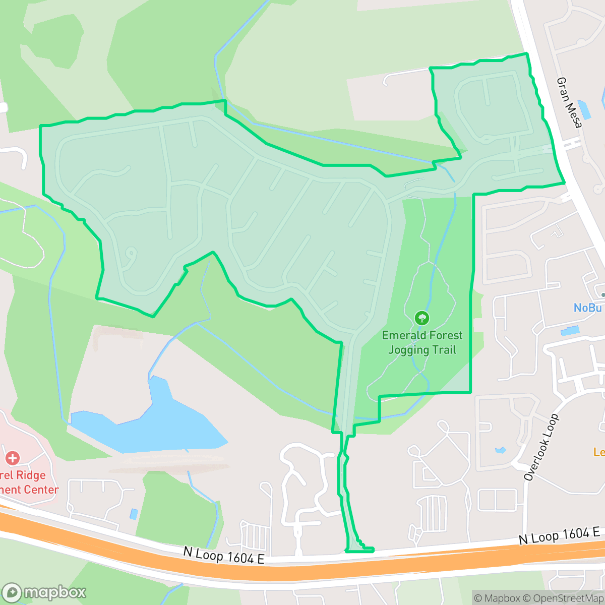 Map showing the location of Emerald Forest, San Antonio, TX