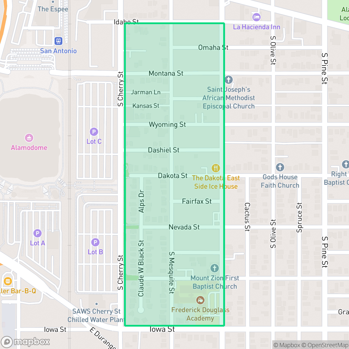 Map showing the location of Historic Gardens, San Antonio, TX