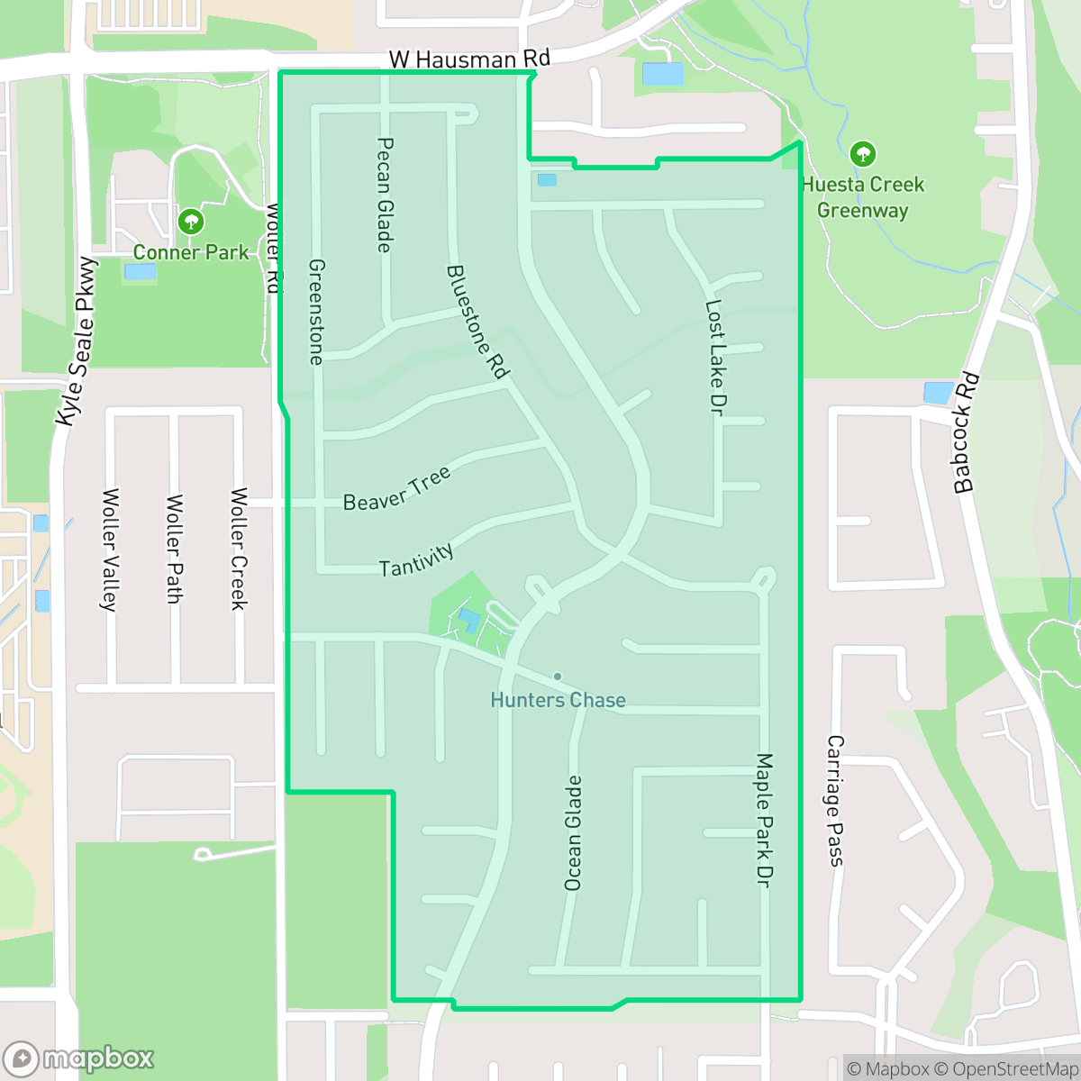 Map showing the location of Hunters Chase II, San Antonio, TX