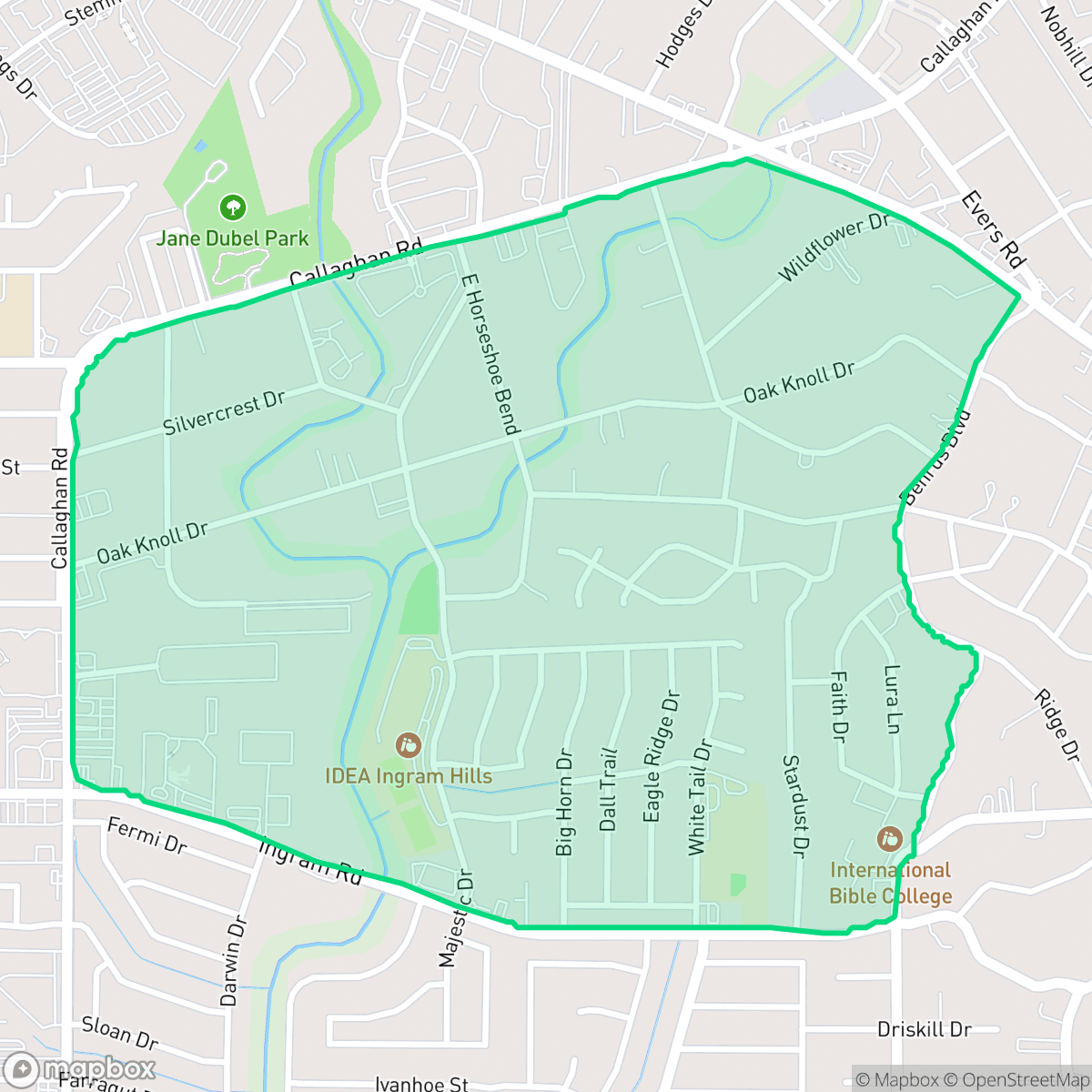 Map showing the location of Ingram Hills, San Antonio, TX