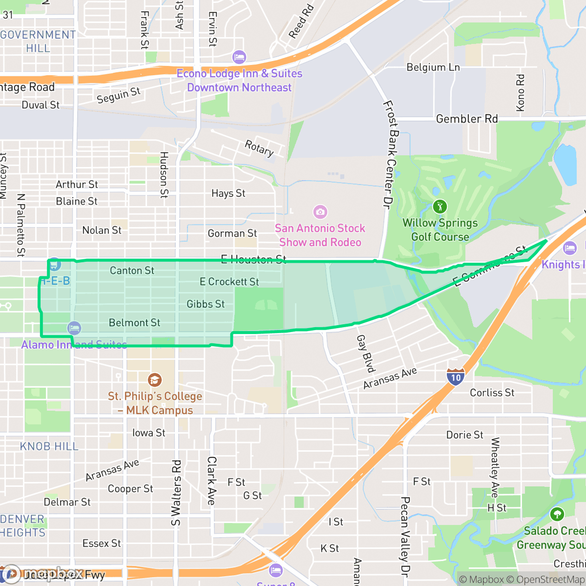 Map showing the location of Jefferson Heights, San Antonio, TX