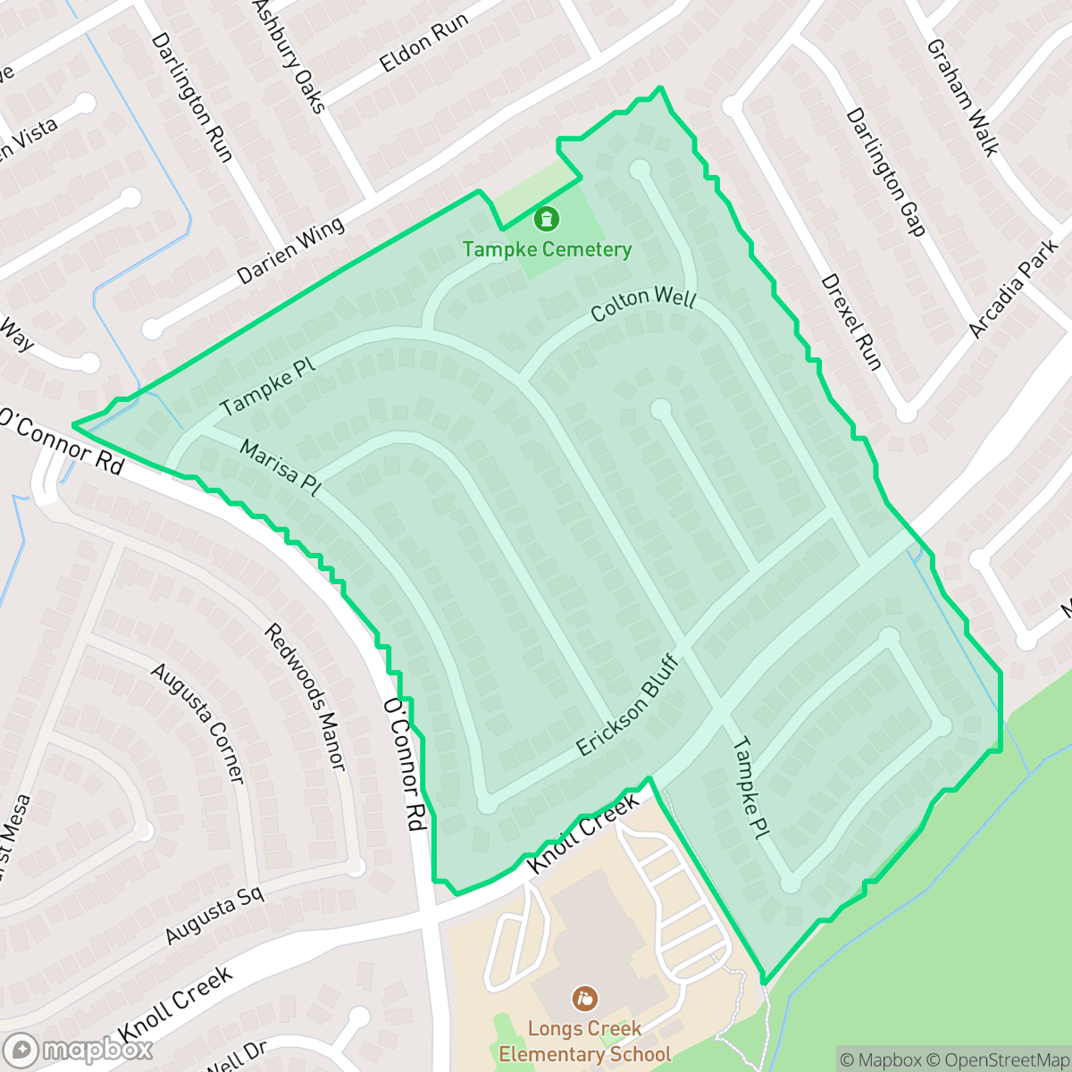 Map showing the location of Longs Ridge, San Antonio, TX