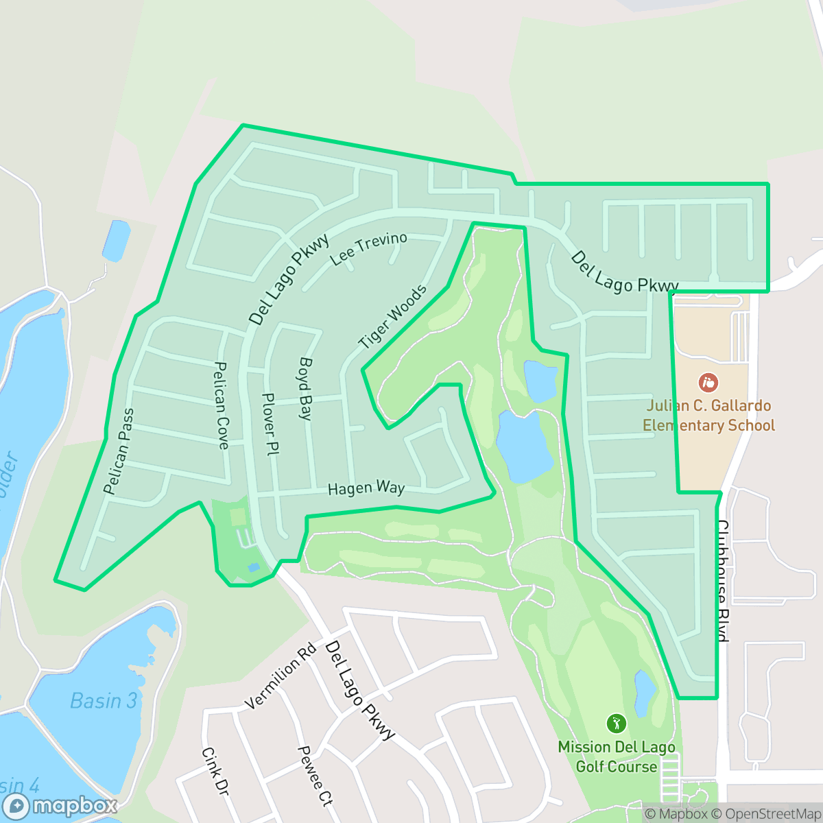 Map showing the location of Mission Del Lago, San Antonio, TX