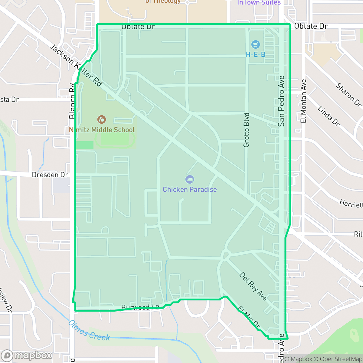 Map showing the location of North Shearer Hills, San Antonio, TX