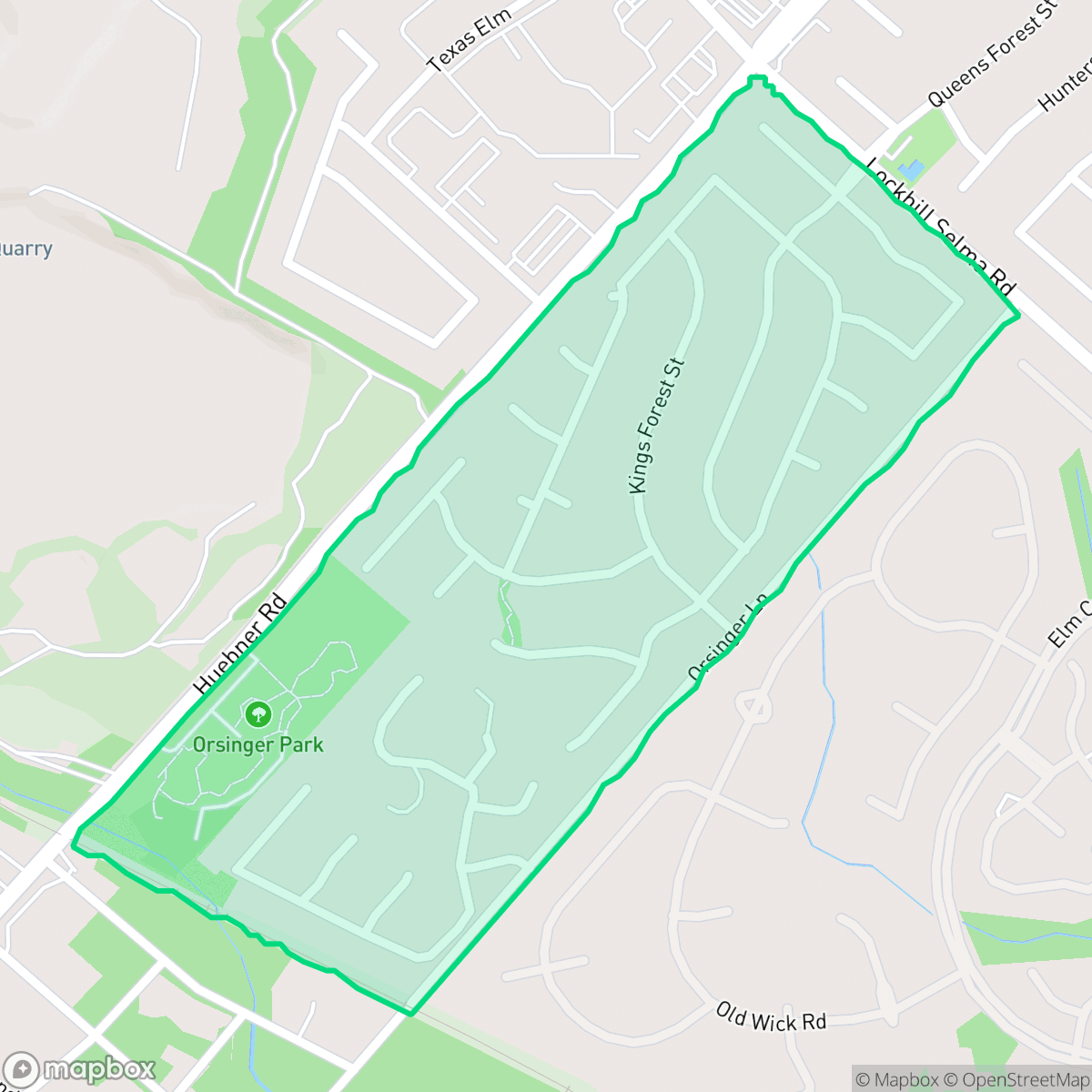 Map showing the location of Park Forest, San Antonio, TX
