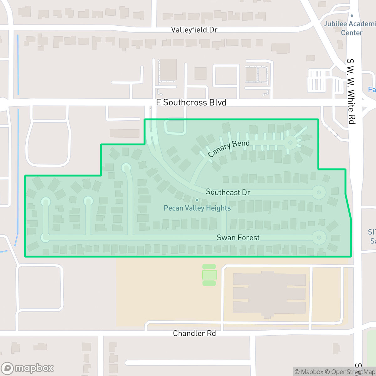 Map showing the location of Pecan Valley Heights-Pecan Valley, San Antonio, TX