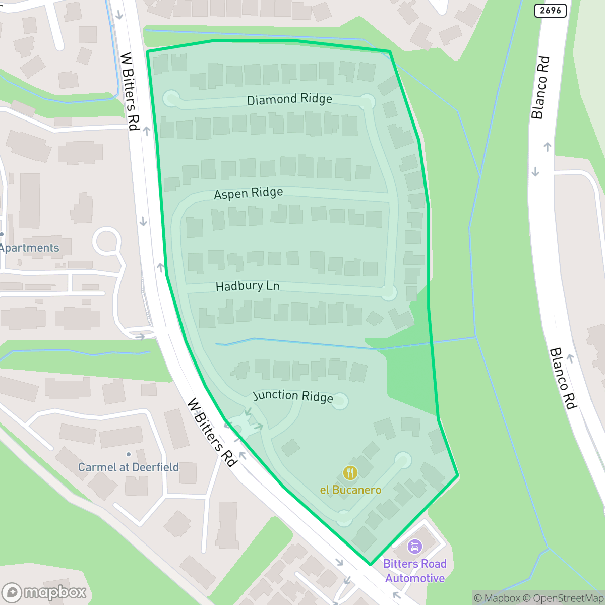 Map showing the location of Ridge at Deerfield, San Antonio, TX