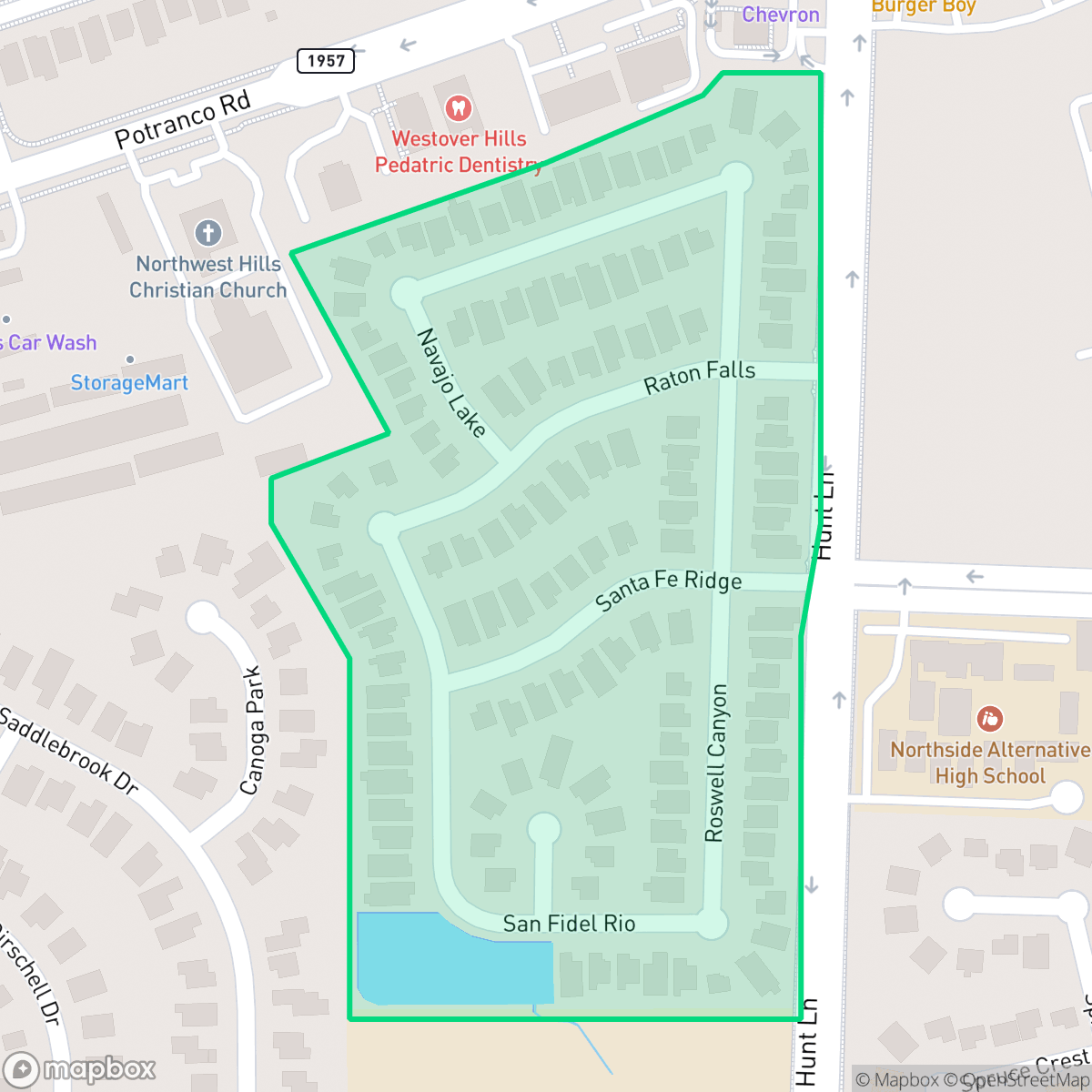 Map showing the location of Santa Fe, San Antonio, TX