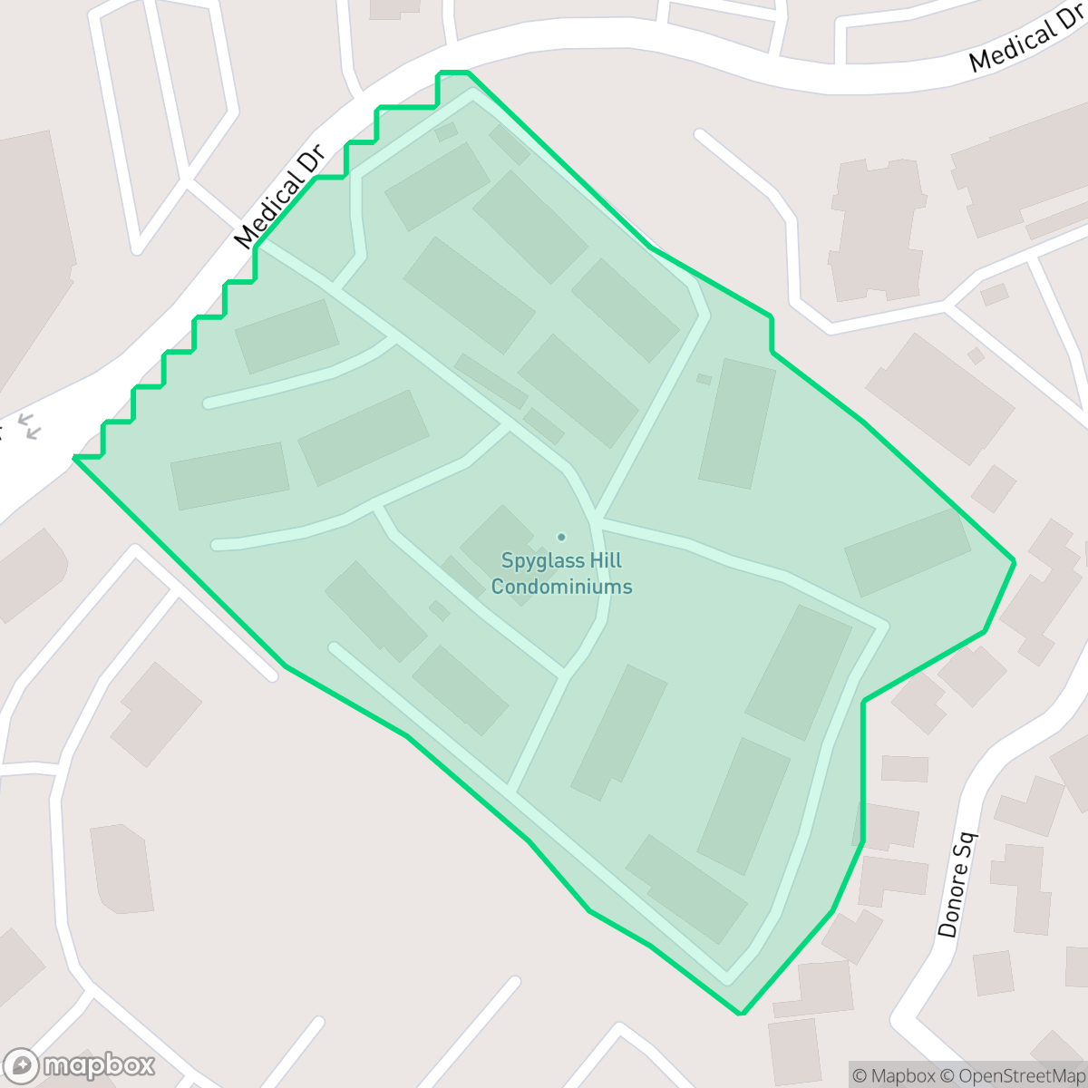 Map showing the location of Spyglass Hill Condominium, San Antonio, TX