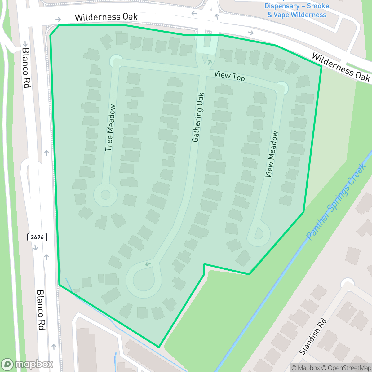 Map showing the location of Stone Oak Meadows, San Antonio, TX