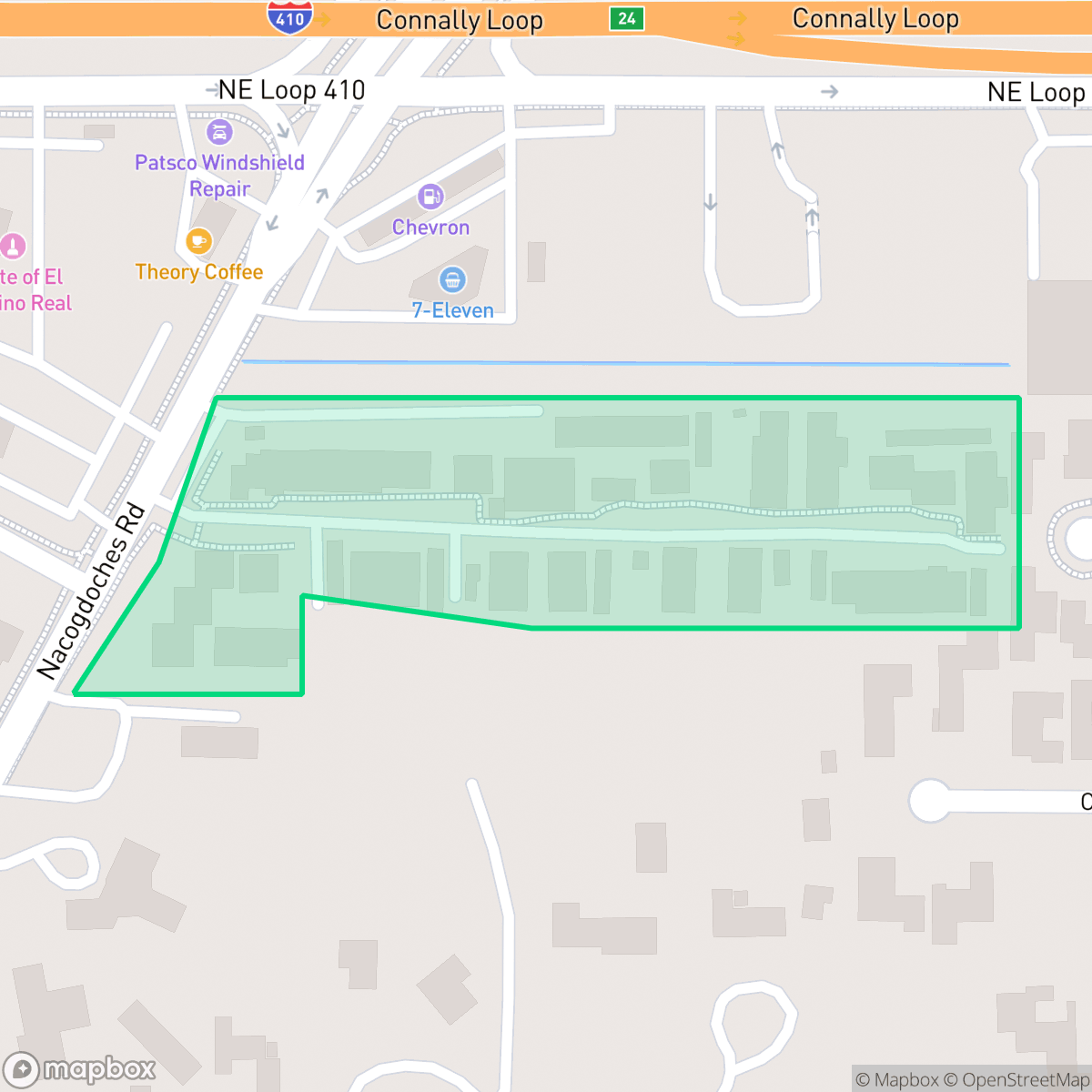 Map showing the location of The Oaks-Oak Park - Northwood, San Antonio, TX