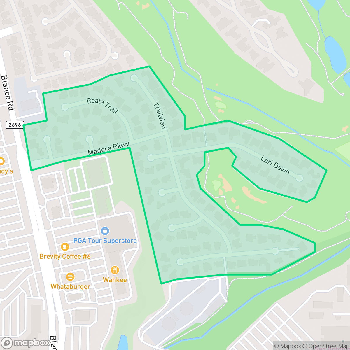 Map showing the location of The Woods of Sonterra, San Antonio, TX