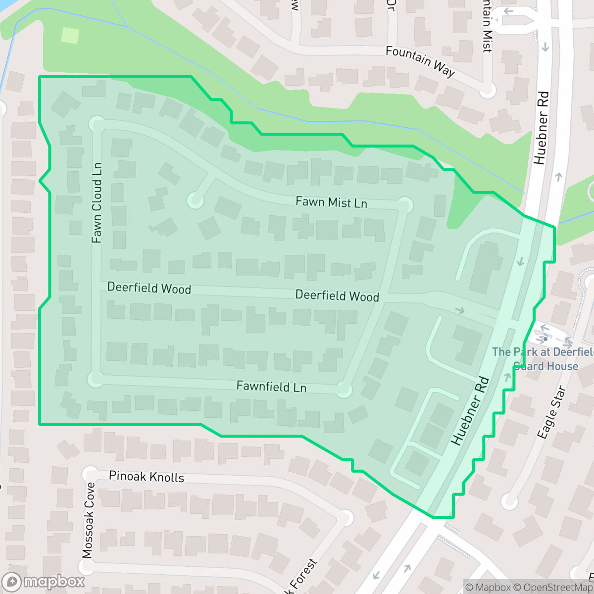 Map showing the location of Woods of Deerfield, San Antonio, TX