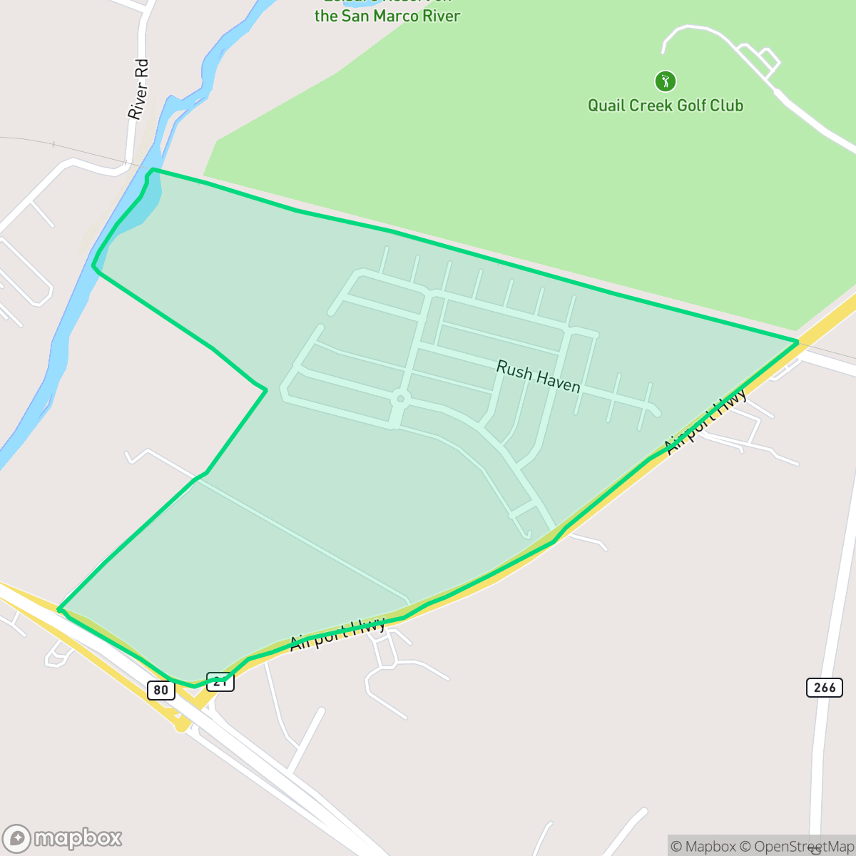 Map showing the location of Blanco River North, San Marcos, TX