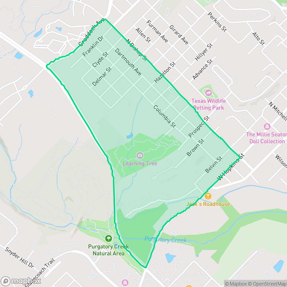 Map showing the location of Westover, San Marcos, TX