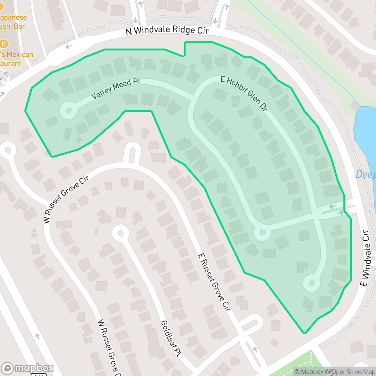 Map showing the location of Deepdale, The Woodlands, TX