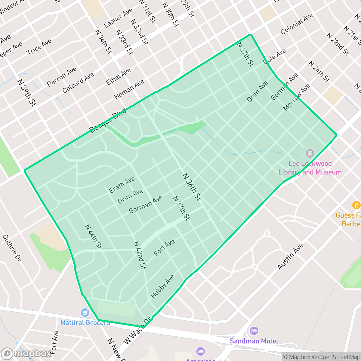 Map showing the location of Brookview, Waco, TX