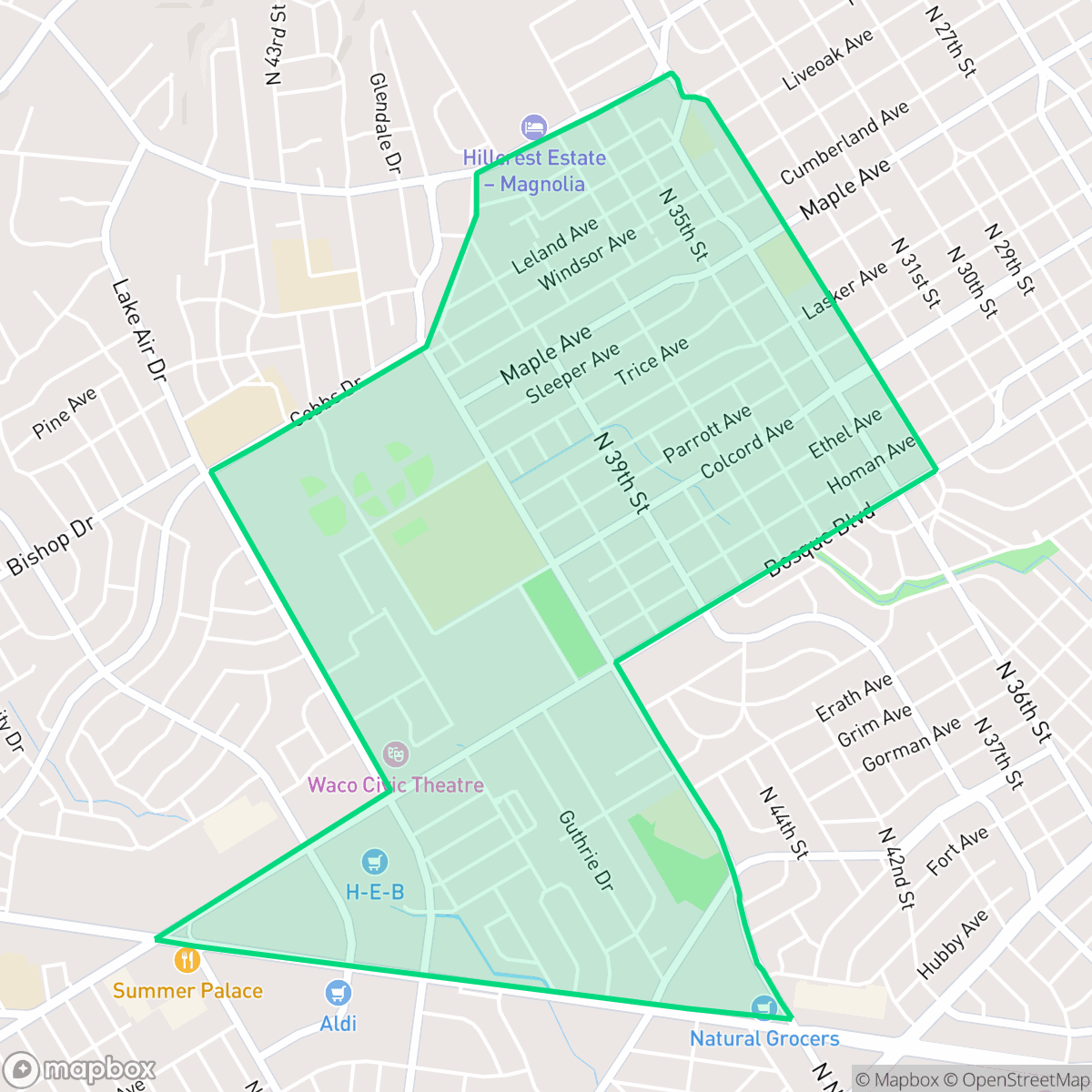 Map showing the location of Heart of Texas, Waco, TX