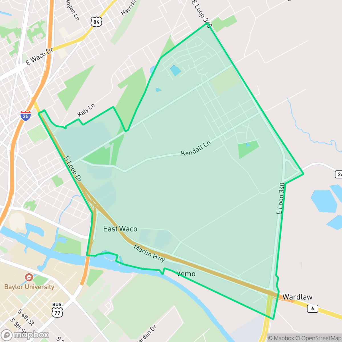 Map showing the location of Timbercrest, Waco, TX